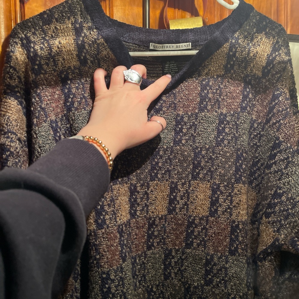 Geoffrey Beene Checkered Knit Top